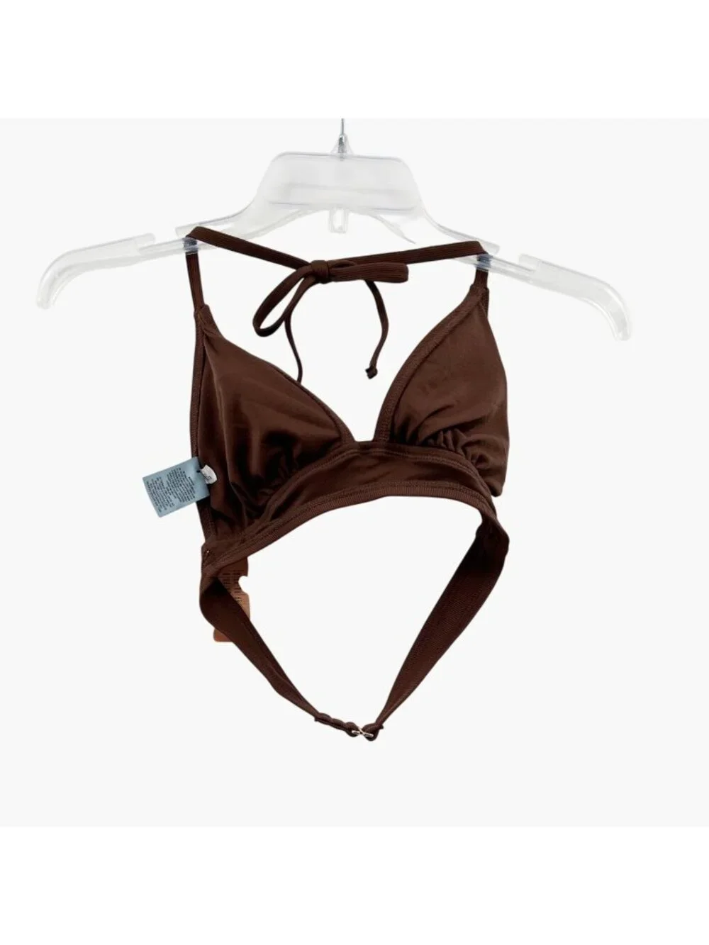 NEW Shade & Shore Ribbed Triangle Longline Bikini Top - Brown - Small
